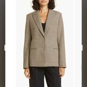 TWP Husband Plaid Virgin Wool Blazer in Beige/Green/Brown Size L